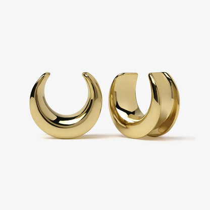 PunkPlugs Crescent Moon Ear Saddle Hangers for Stretched EarsGold0g (8mm) - PunkPlugs