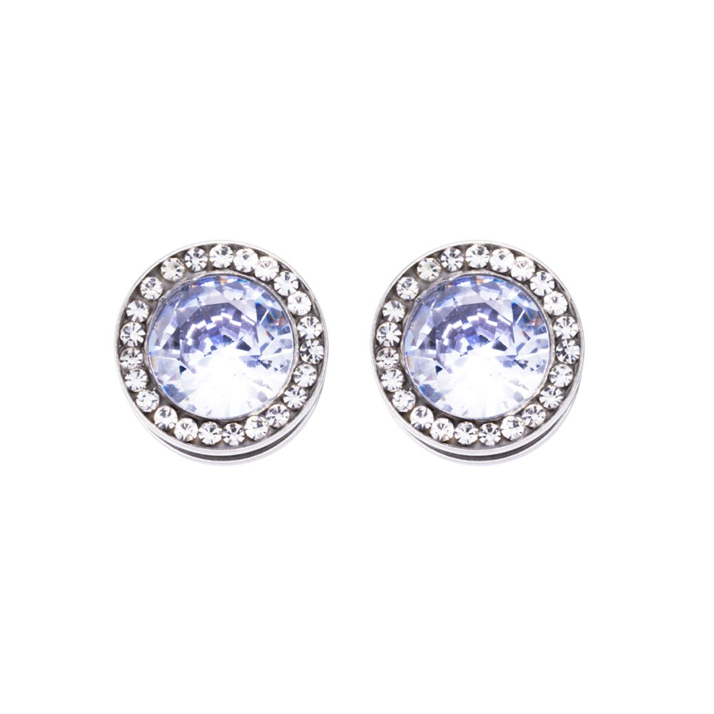 PunkPlugs Dazzling Convex Threaded Ear PlugsWhite2g (6mm) - PunkPlugs