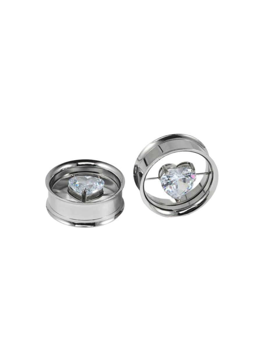 Punkplugs Diamond Ear Gauges TunnelsSilver0g (8mm) - PunkPlugs