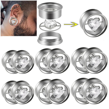 Punkplugs Diamond Ear Gauges TunnelsSilver0g (8mm) - PunkPlugs