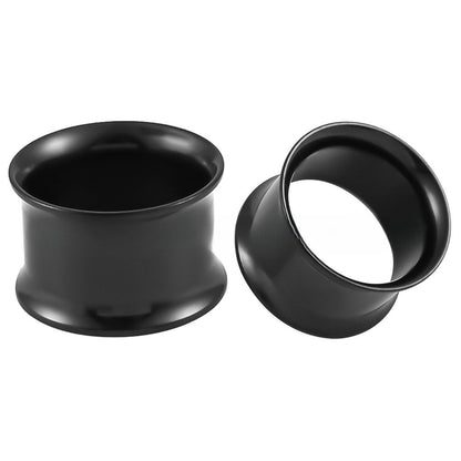 black double flared ear tunnels