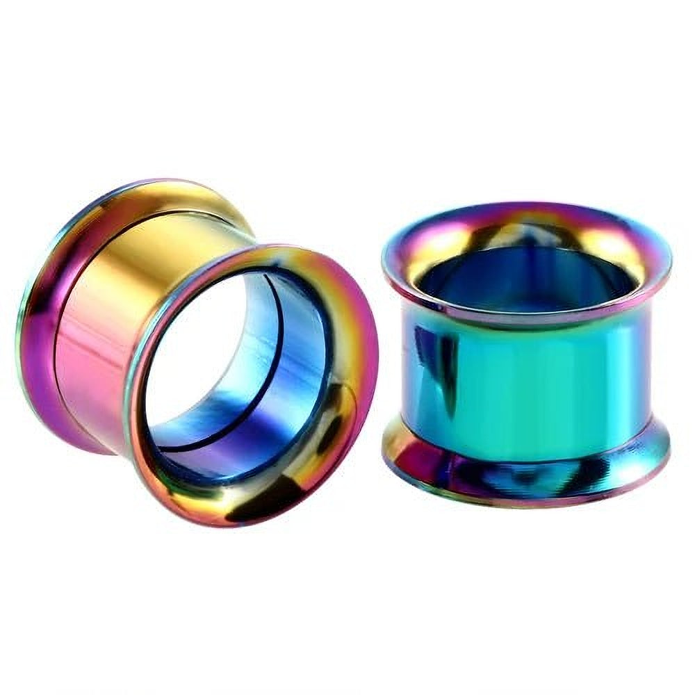 Rainbow double flared ear tunnels