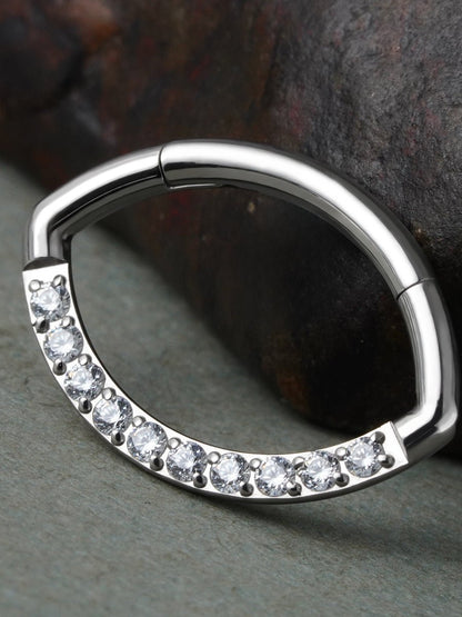 PunkPlugs Eye Shape Diamond Septum RingHoop Diameter: 10mmSilver - PunkPlugs