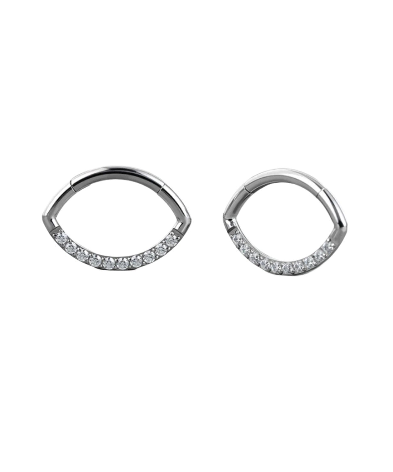 PunkPlugs Eye Shape Diamond Septum RingHoop Diameter: 8mmSilver - PunkPlugs