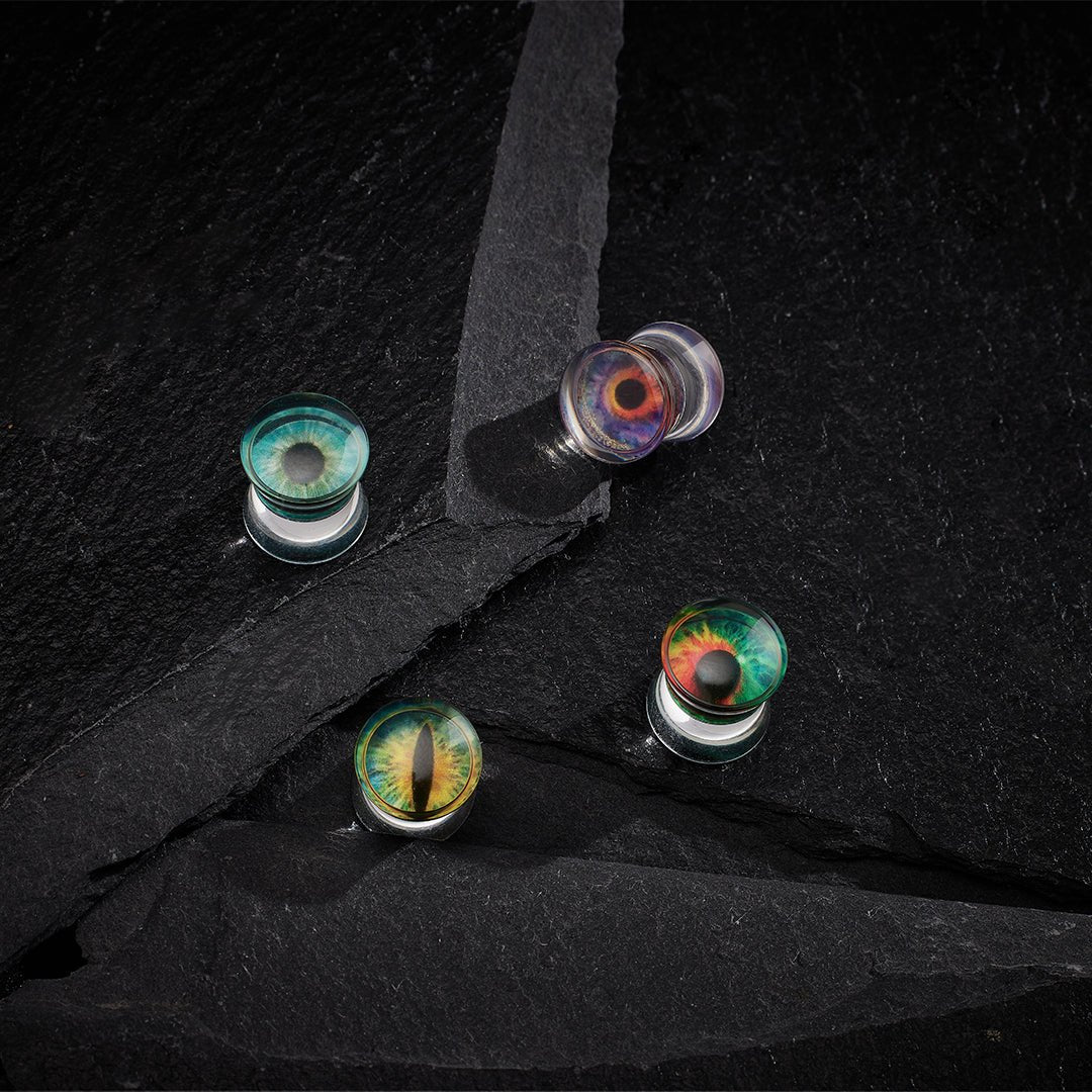 PunkPlugs Eyeballs Acrylic Ear PlugsYellow0g (8mm) - PunkPlugs