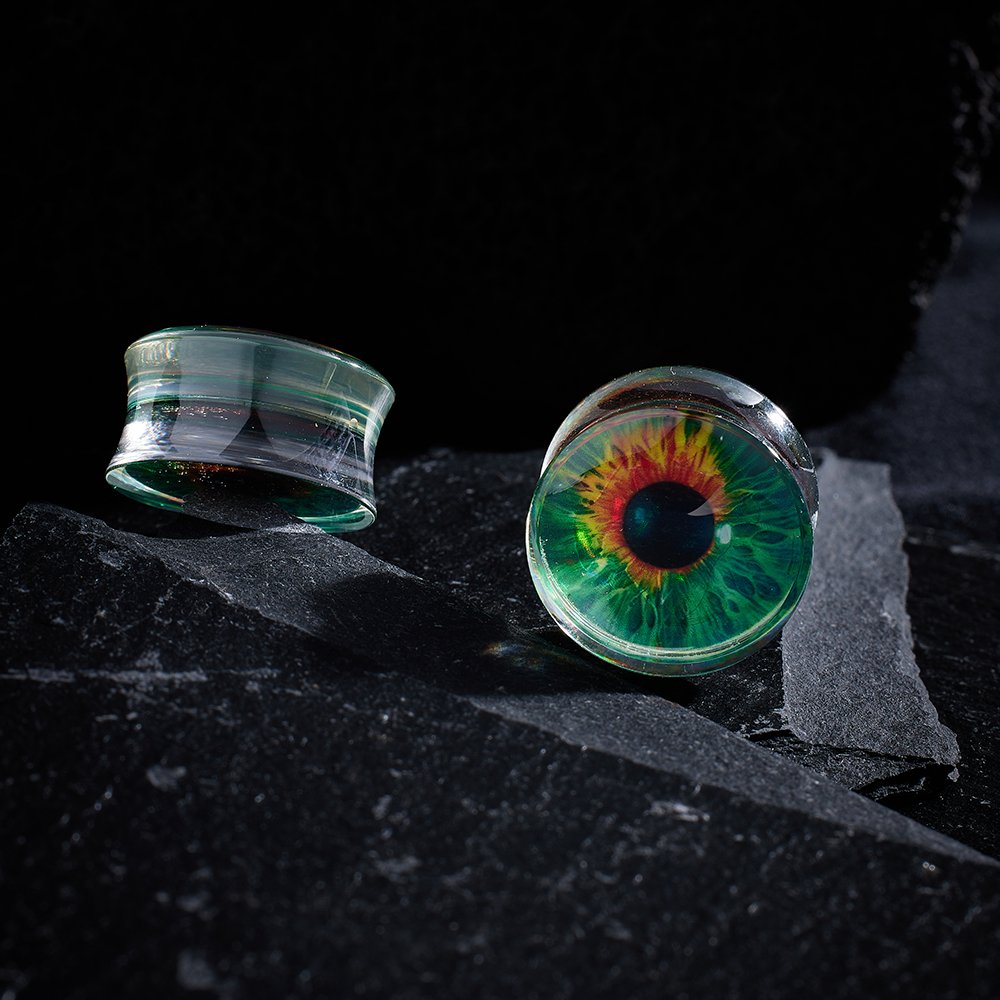 PunkPlugs Eyeballs Acrylic Ear PlugsYellow0g (8mm) - PunkPlugs