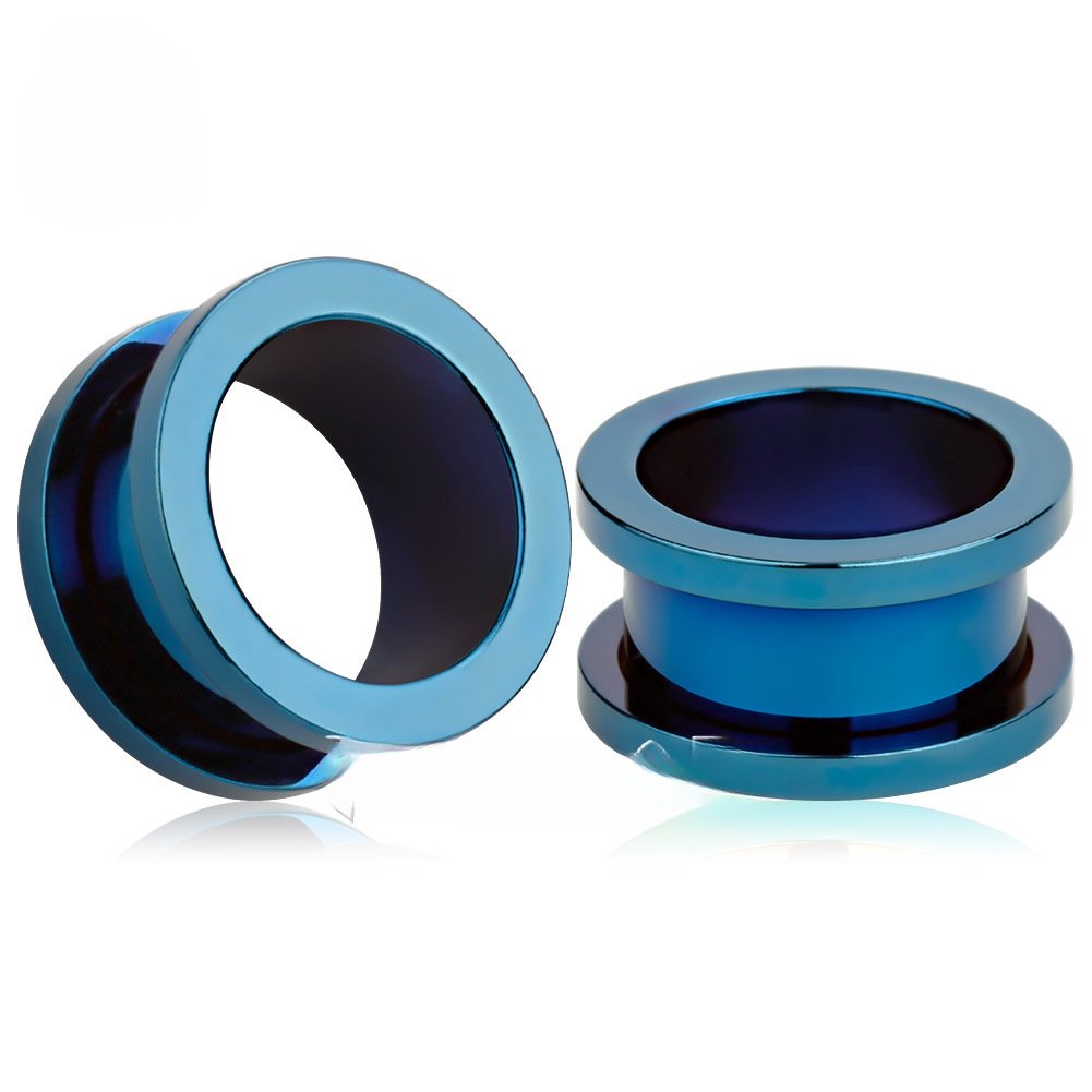 Flat - Flared Threaded Ear Tunnels Petite & Large SizeBlue8g (3mm) - PunkPlugs