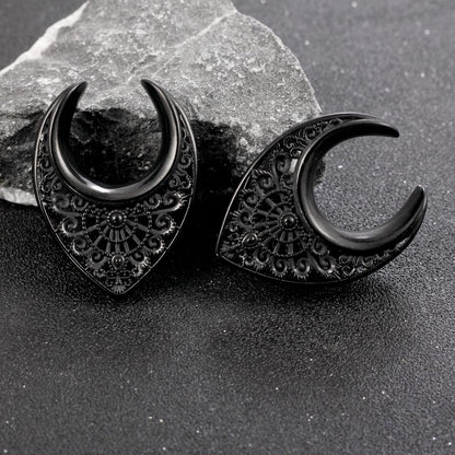 PunkPlugs Floral Steel Ear Saddles HangersSilver0g (8mm) - PunkPlugs