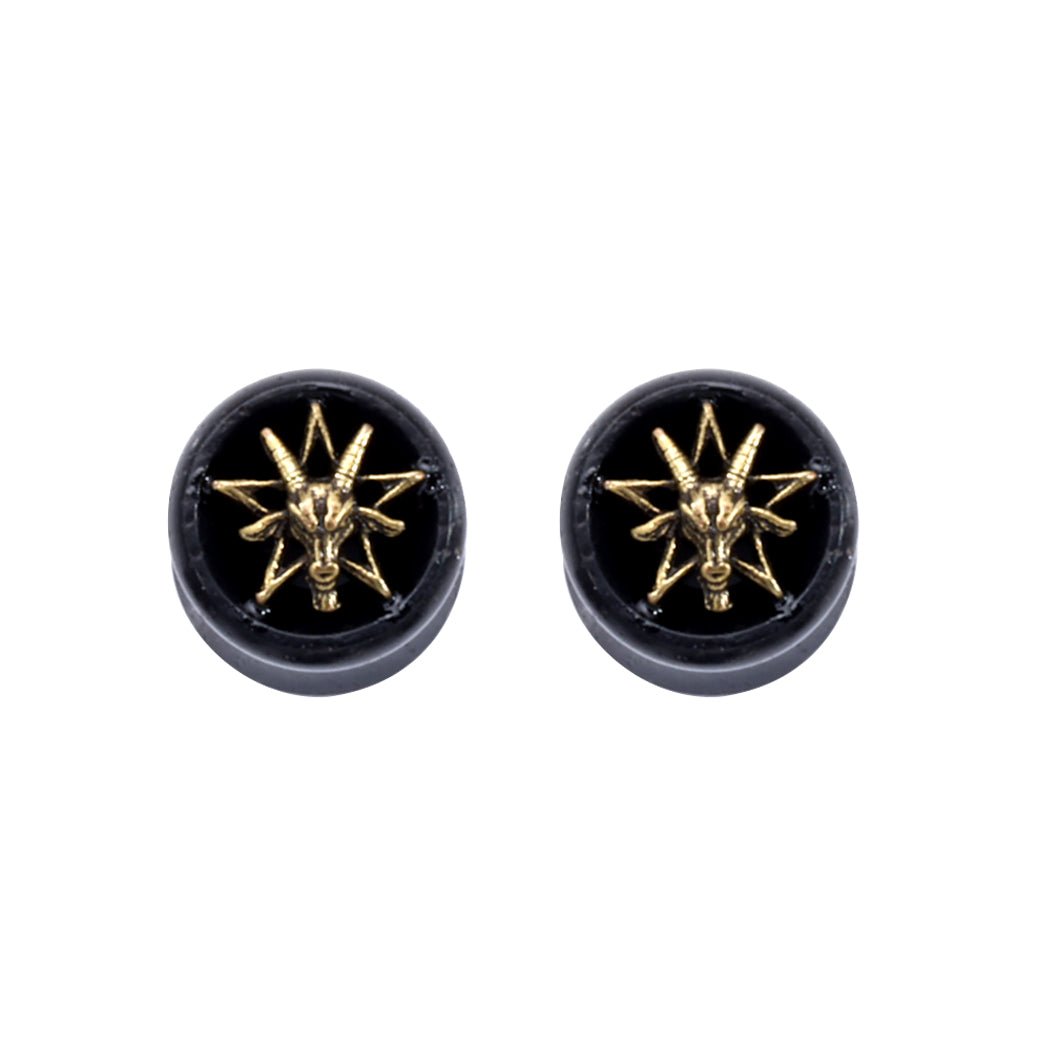 PunkPlugs Golden Goat Black Sandalwood Ear TunnelsBlack0g (8mm) - PunkPlugs