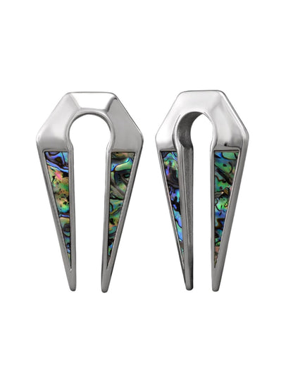 PunkPlugs Half Abalone Inlay Ear Hangers (Ear Weights)8mmSingle (1 piece) - PunkPlugs