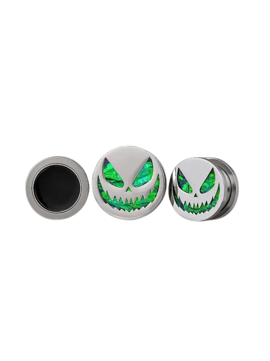 PunkPlugs Halloween Pumpkin Ear Gauges Plugs0g (8mm)Silver - PunkPlugs