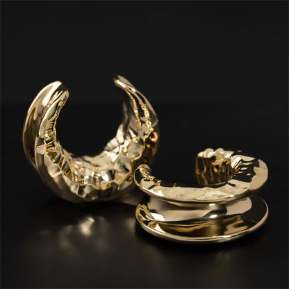 PunkPlugs Hammered Crescent Copper Ear Saddles 8 - 25mmGold0g (8mm) - PunkPlugs