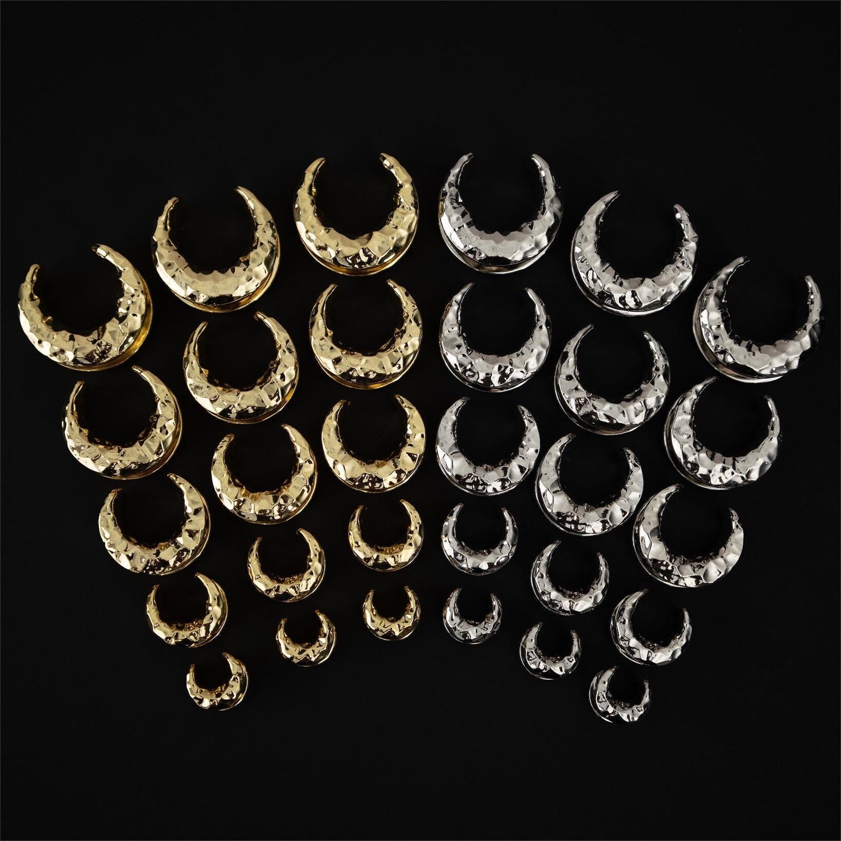 PunkPlugs Hammered Crescent Copper Ear Saddles 8 - 25mmSilver0g (8mm) - PunkPlugs