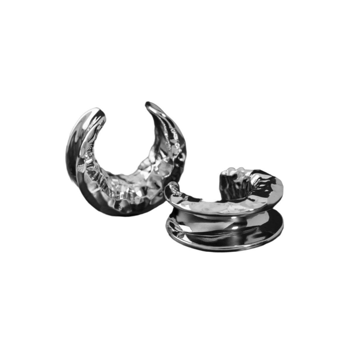 PunkPlugs Hammered Crescent Copper Ear Saddles 8 - 25mmSilver0g (8mm) - PunkPlugs