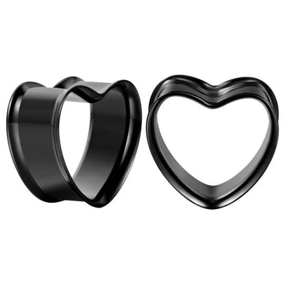 PunkPlugs Heart Shape Ear TunnelsBlack0g (8mm) - PunkPlugs