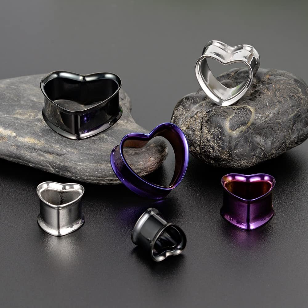 PunkPlugs Heart Shape Ear TunnelsBlack0g (8mm) - PunkPlugs