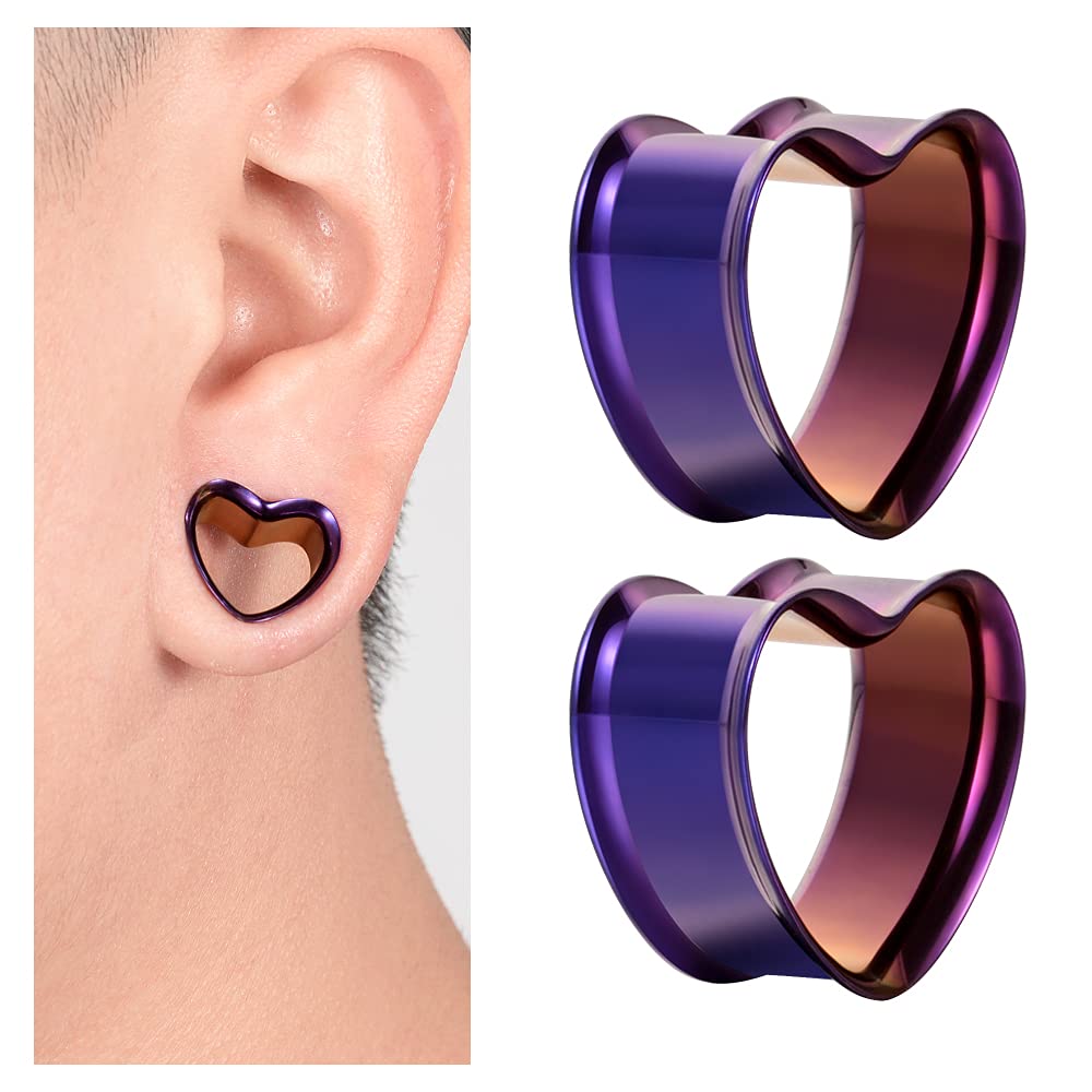 PunkPlugs Heart Shape Ear TunnelsBlack0g (8mm) - PunkPlugs