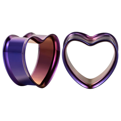 PunkPlugs Heart Shape Ear TunnelsPurple0g (8mm) - PunkPlugs