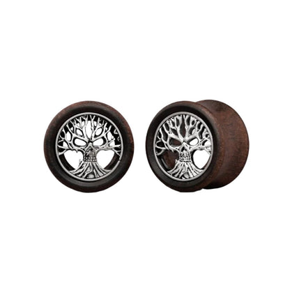 PunkPlugs Skull Tree Red Wood Ear TunnelsRed0g (8mm) - PunkPlugs