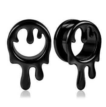 PunkPlugs Melting Drips Ear TunnelsBlack0g (8mm) - PunkPlugs