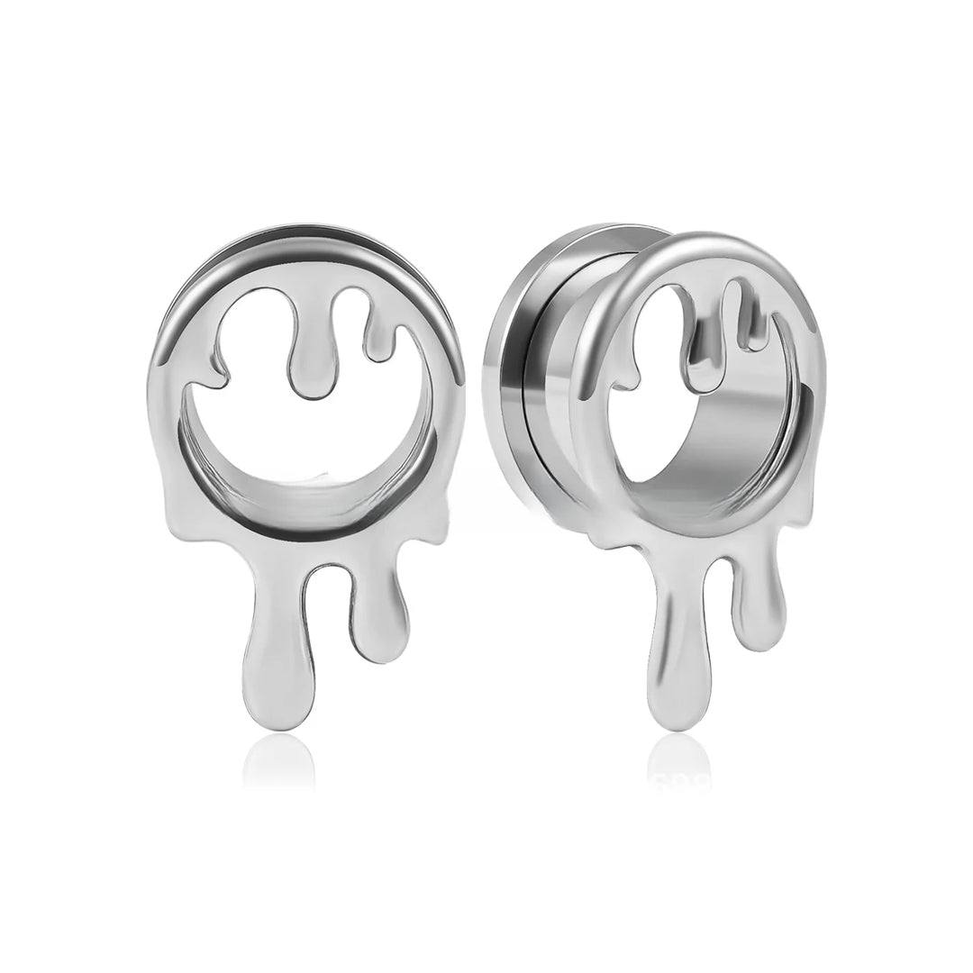 PunkPlugs Melting Drips Ear TunnelsSilver0g (8mm) - PunkPlugs