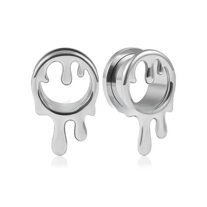 PunkPlugs Melting Drips Ear TunnelsSilver0g (8mm) - PunkPlugs