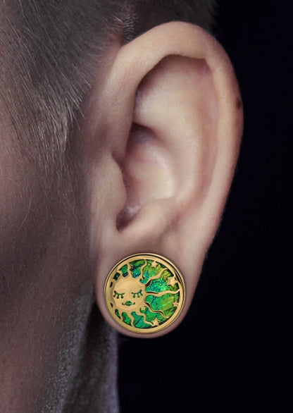 PunkPlugs Moon & Sun Ear Gauges PlugsGold0g (8mm) - PunkPlugs