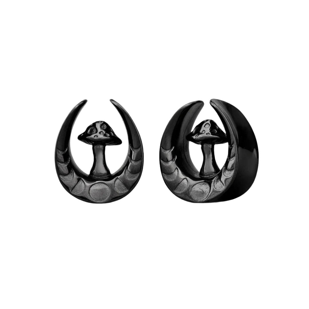 PunkPlugs Mushroom Design Ear TunnelsGold0g (8mm) - PunkPlugs