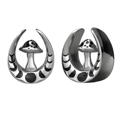 PunkPlugs Mushroom Design Ear TunnelsSilver0g (8mm) - PunkPlugs