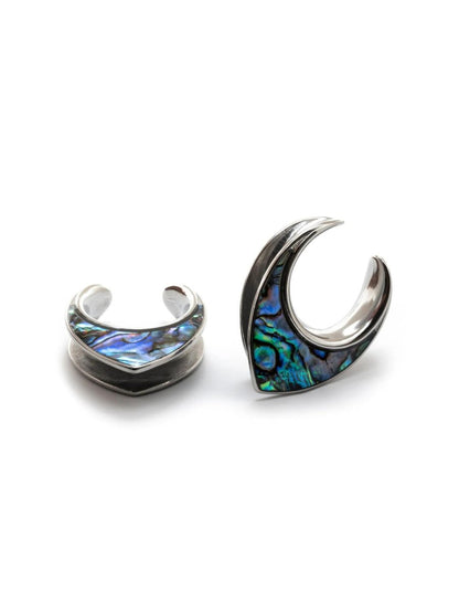 PunkPlugs Notch Abalone Shell Inlay Ear SaddlesBlack0g (8mm) - PunkPlugs