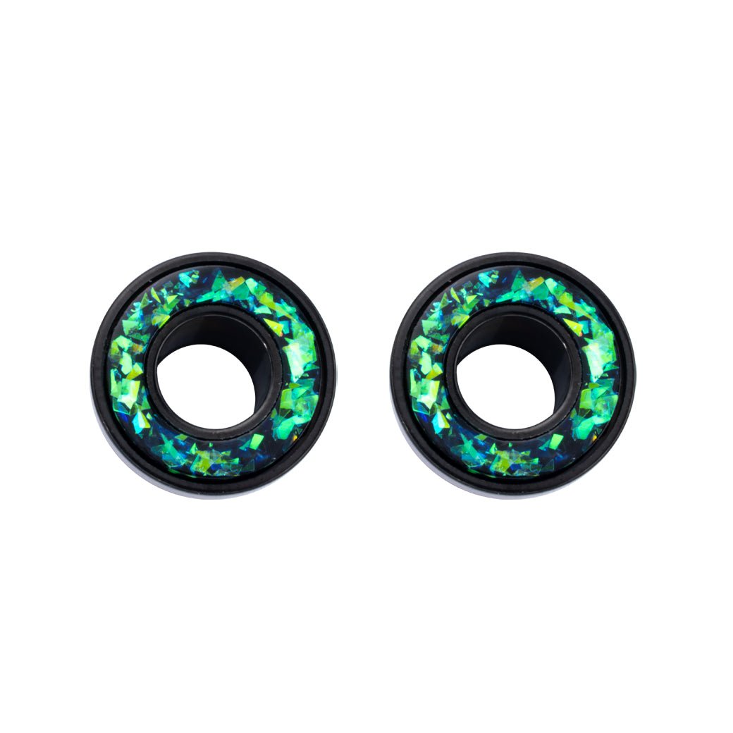 PunkPlugs Opal Flake Threaded Ear TunnelsGreen0g (8mm) - PunkPlugs