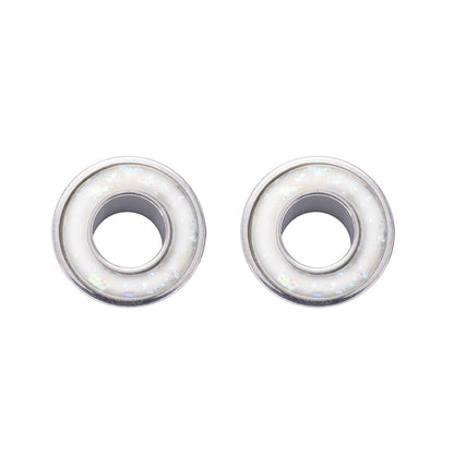 PunkPlugs Opal Flake Threaded Ear TunnelsWhite0g (8mm) - PunkPlugs