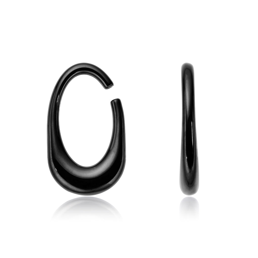 PunkPlugs Oval Stainless Ear HangersBlackSingle (1 piece) - PunkPlugs