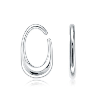 PunkPlugs Oval Stainless Ear HangersSilverSingle (1 piece) - PunkPlugs