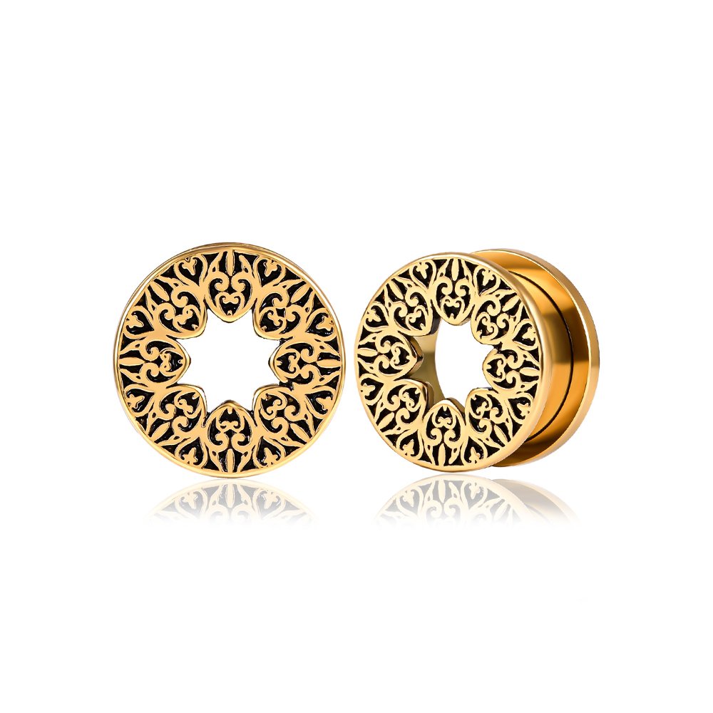 PunkPlugs Pattern del Fiore Ear TunnelsGold0g (8mm) - PunkPlugs