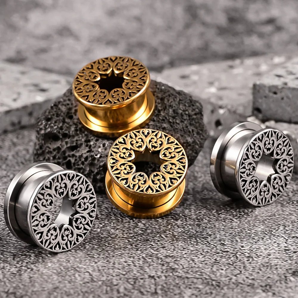 PunkPlugs Pattern del Fiore Ear TunnelsGold0g (8mm) - PunkPlugs