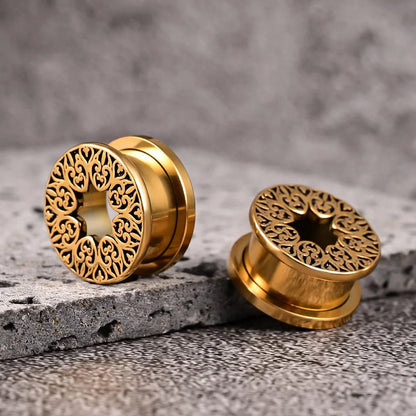 PunkPlugs Pattern del Fiore Ear TunnelsGold0g (8mm) - PunkPlugs