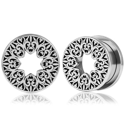 PunkPlugs Pattern del Fiore Ear TunnelsSilver0g (8mm) - PunkPlugs