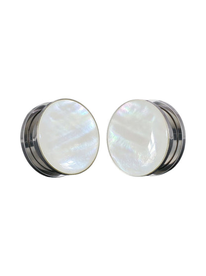 PunkPlugs Pearl Threaded Ear Plugs GaugesSilver2g (6mm) - PunkPlugs