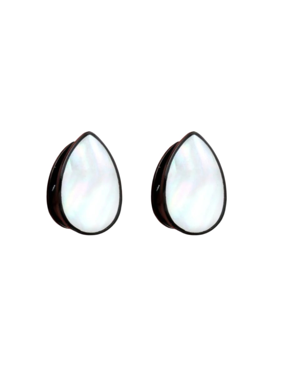 PunkPlugs Pearl Waterdrop Ear PlugsBlack2g (6mm) - PunkPlugs