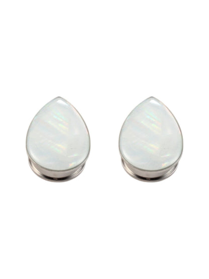 PunkPlugs Pearl Waterdrop Ear PlugsSilver2g (6mm) - PunkPlugs