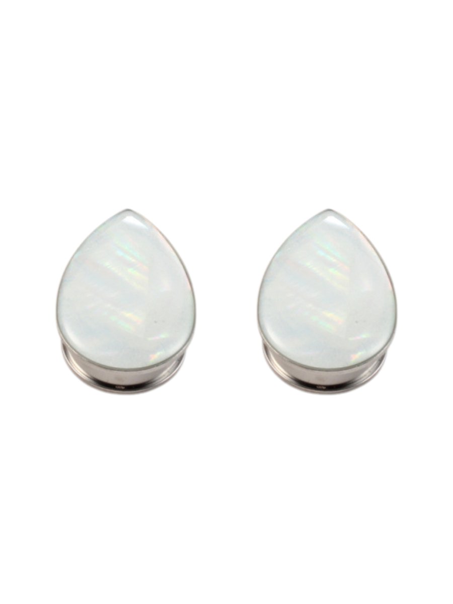 PunkPlugs Pearl Waterdrop Ear PlugsSilver2g (6mm) - PunkPlugs