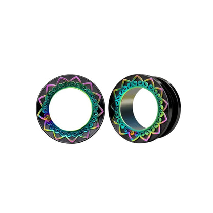 PunkPlugs Petal Rim Ear TunnelsGold Pattern 10g (8mm) - PunkPlugs