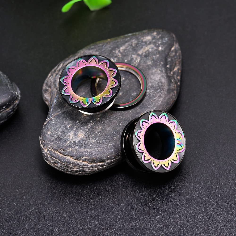 PunkPlugs Petal Rim Ear TunnelsGold Pattern 10g (8mm) - PunkPlugs