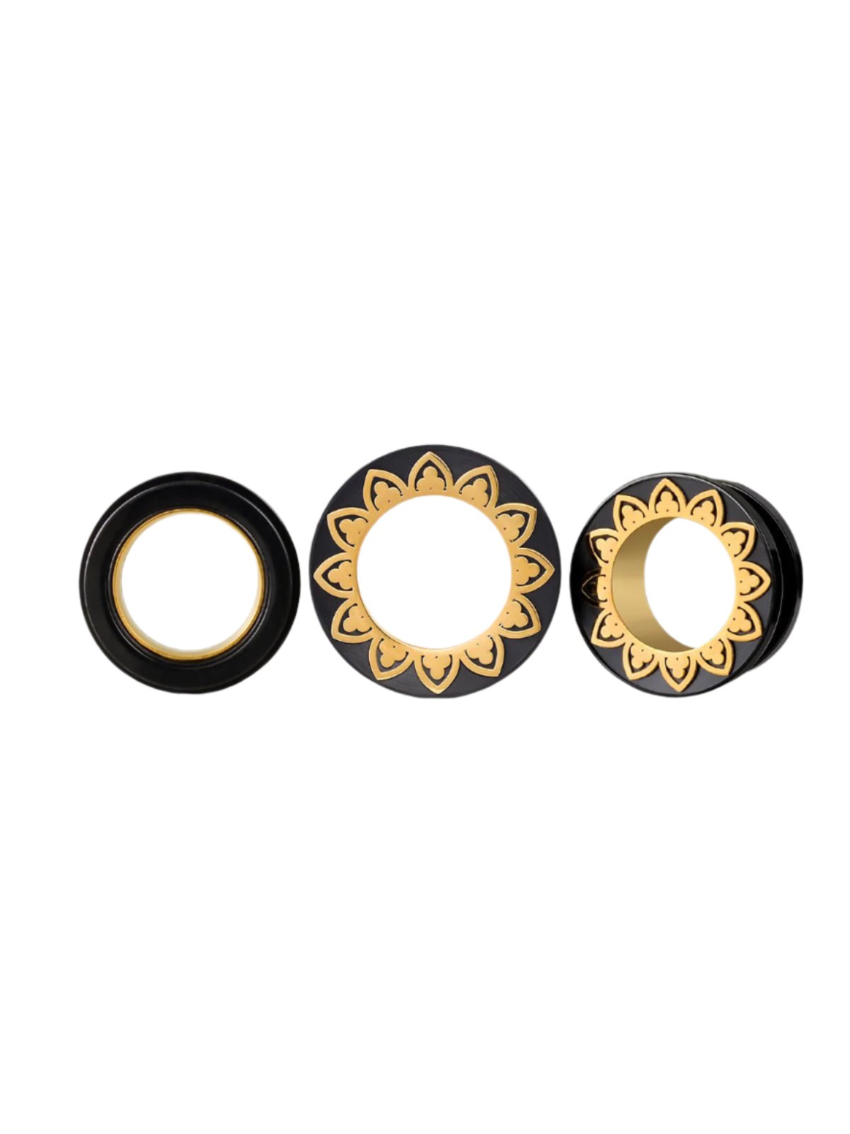 PunkPlugs Petal Rim Ear TunnelsGold Pattern 10g (8mm) - PunkPlugs