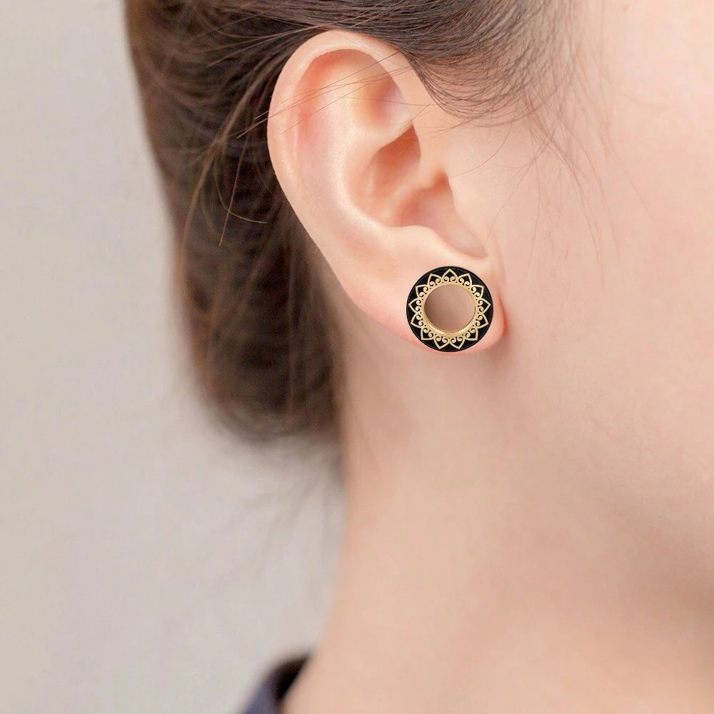 PunkPlugs Petal Rim Ear TunnelsGold Pattern 10g (8mm) - PunkPlugs