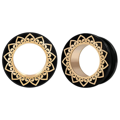 PunkPlugs Petal Rim Ear TunnelsGold Pattern 20g (8mm) - PunkPlugs