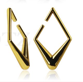 PunkPlugs Rhombic Stainless Ear Hangers (Weights)GoldSingle (1 piece) - PunkPlugs