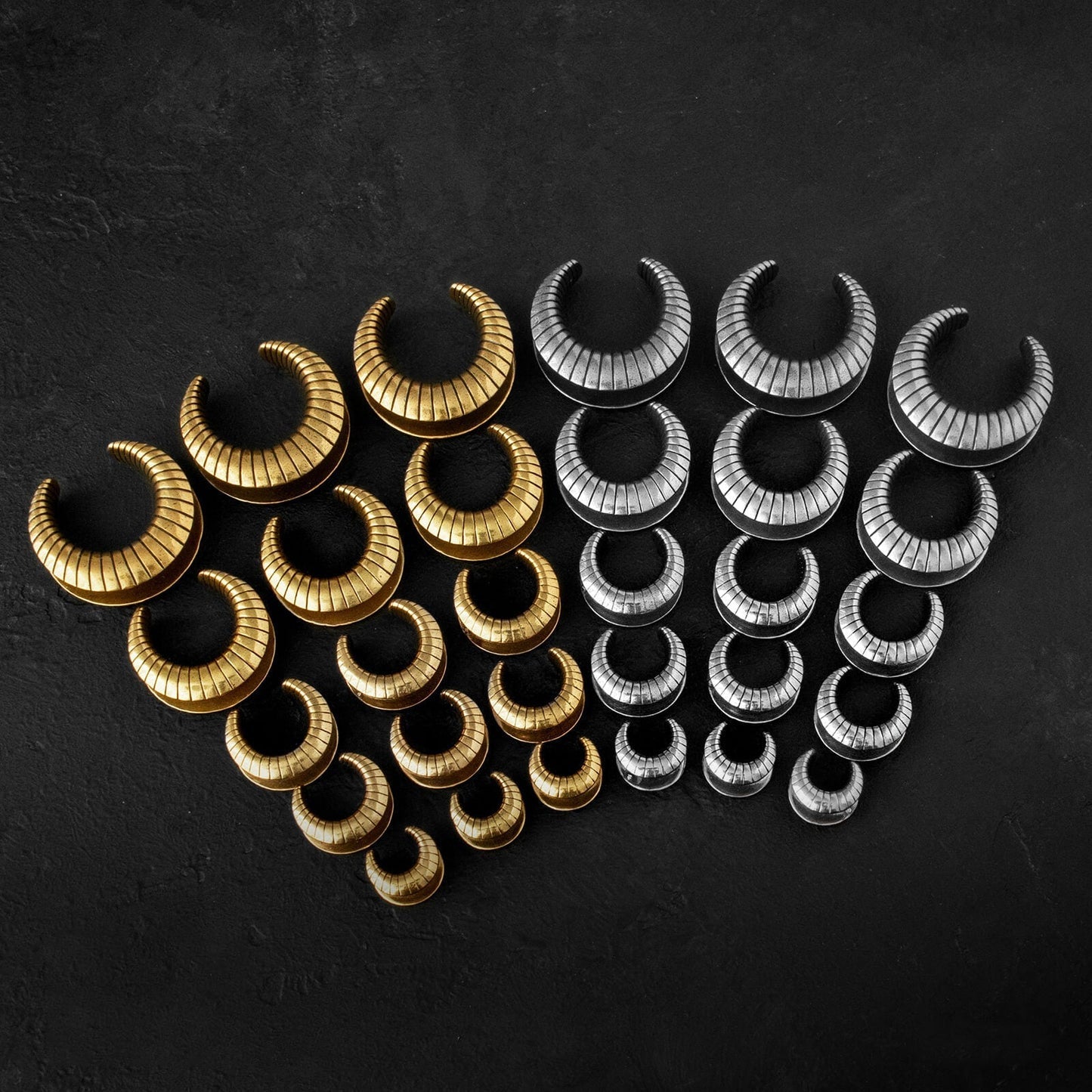 PunkPlugs Ridged Ear Saddles TunnelsGold0g (8mm) - PunkPlugs