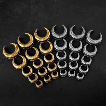 PunkPlugs Ridged Ear Saddles TunnelsGold0g (8mm) - PunkPlugs